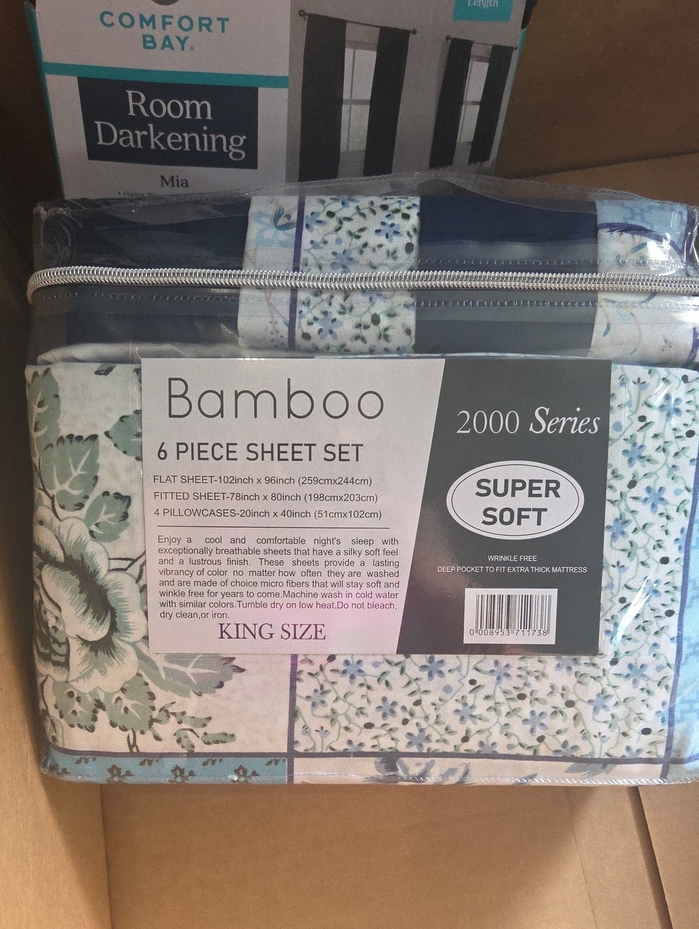 Comfort Bay Floral Bamboo Sheet Set in Blue and Green